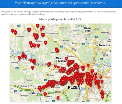 Mapa pokrytí Plzeň a okolí