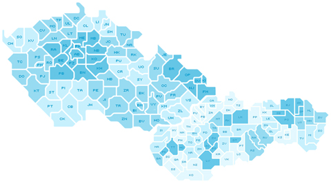 Mapa pokrytí česka a slovenska